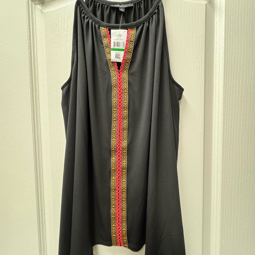 Studio by Jpr - Macys Black Tank Top with Colorful Embroidery